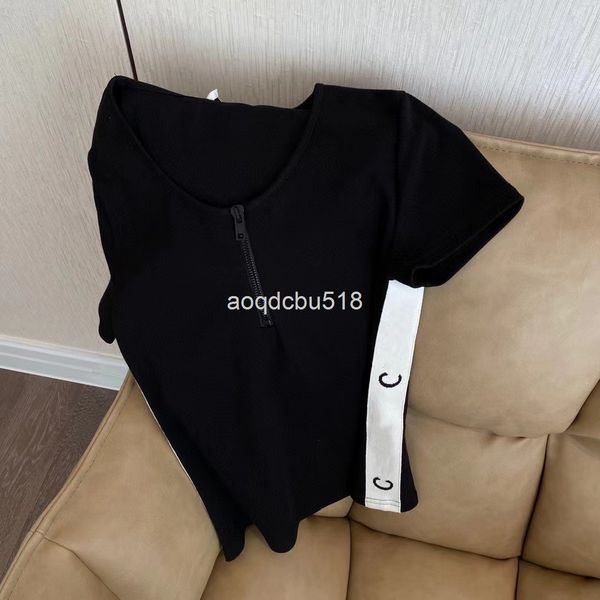 women's t-shirt 22 spring and summer ce letter side stitching contrast ribbon french round neck half zipper slim fit fashion short slee, White
women's t-shirt 22 spring and summer ce letter side stitching contrast ribbon french round neck half zipper slim fit fashion short slee, White