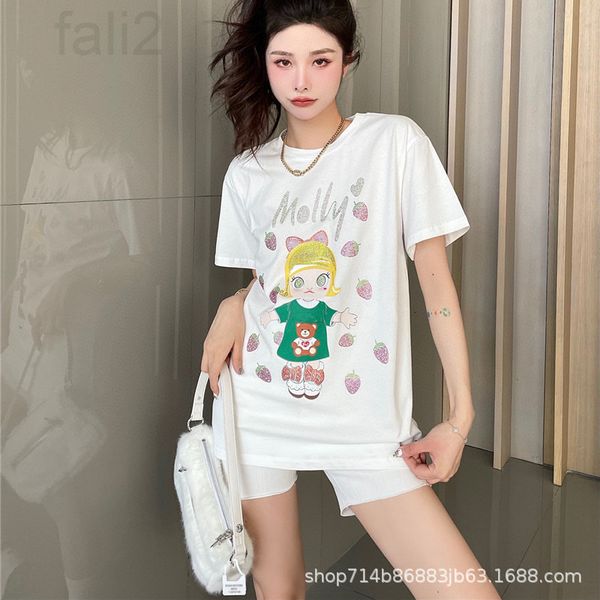 women's t-shirt designer versatile fashionable funny pattern women's 2021 new high-temperature drill hand nailed bead short sleeve, White
women's t-shirt designer versatile fashionable funny pattern women's 2021 new high-temperature drill hand nailed bead short sleeve, White
