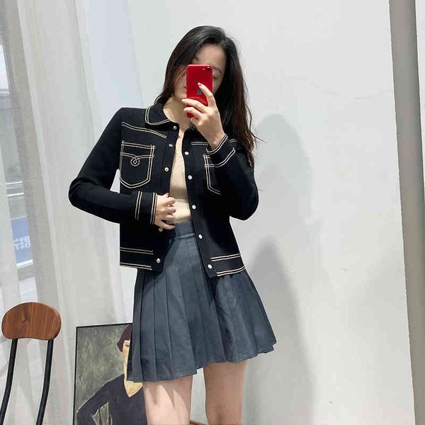 women's sweaters fadan s family autumn and winter open line polo casual sweater polo collar contrast color short coat women iini, White;black
women's sweaters fadan s family autumn and winter open line polo casual sweater polo collar contrast color short coat women iini, White;black