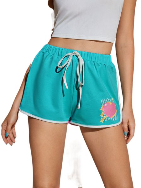 x squid house heart print contrast binding tie front shorts w2e3#, White;black
x squid house heart print contrast binding tie front shorts w2e3#, White;black