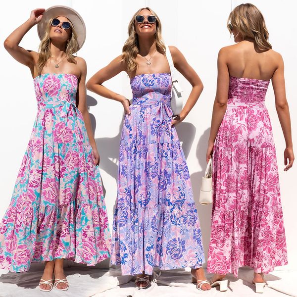 women boat neck floral dress 2022 elegant dresses summer long dress slim elastic bust casual daily a-line dress beach, Black;gray
women boat neck floral dress 2022 elegant dresses summer long dress slim elastic bust casual daily a-line dress beach, Black;gray