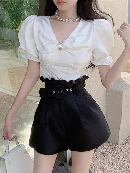 women's tracksuits summer 2 piece suit women diamonds v-neck short sleeve white shirts high waist belt shorts set 2022 female clothing, Gray
women's tracksuits summer 2 piece suit women diamonds v-neck short sleeve white shirts high waist belt shorts set 2022 female clothing, Gray