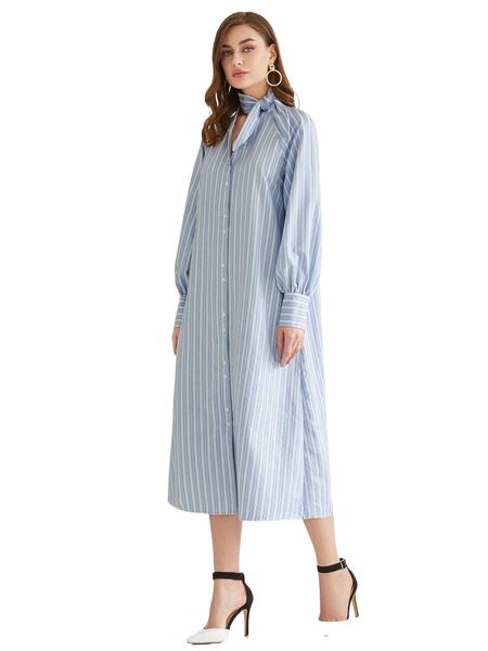 vertical striped knot side raglan sleeve dress y4db#, Black;gray