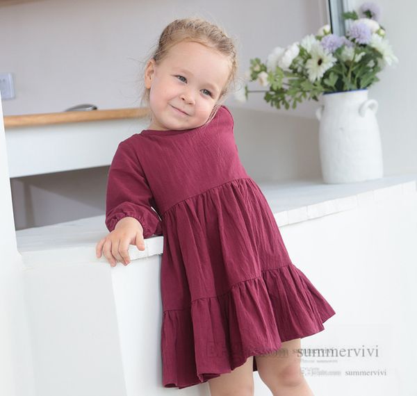 little girls cotton linen dresses toddler kids round collar long sleeve princess dress autumn children soft comfortable clothes q8100, Red;yellow
little girls cotton linen dresses toddler kids round collar long sleeve princess dress autumn children soft comfortable clothes q8100, Red;yellow