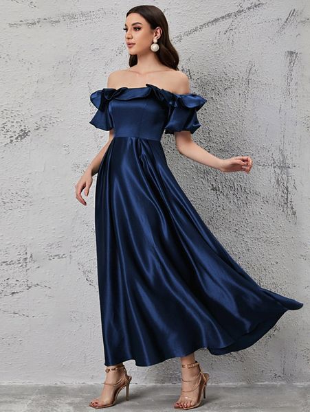 off shoulder ruffle trim dress z02l#, Black;gray
off shoulder ruffle trim dress z02l#, Black;gray