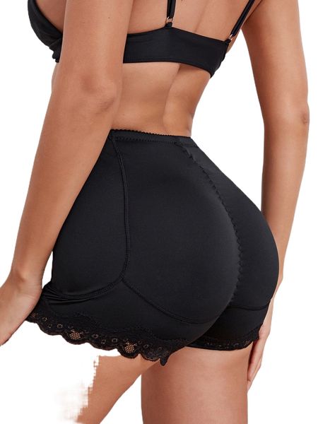 lace trim shapewear panty 03yw#, Black;red