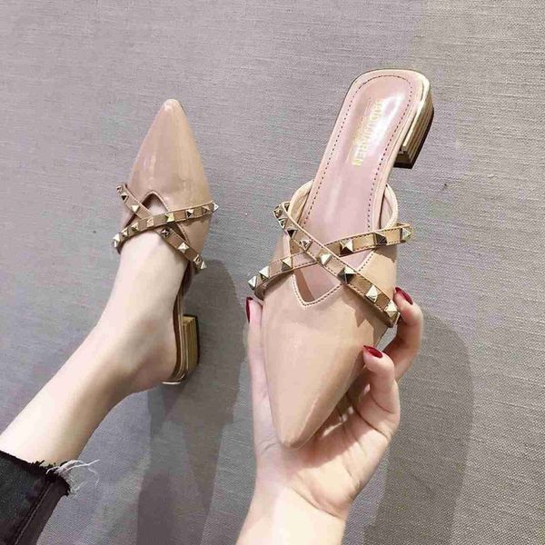 classic luxury paris summer baotou muller shoes slippers thick outer wear rivet ladies casual solid color flat sandals slippers designer ell, Black
classic luxury paris summer baotou muller shoes slippers thick outer wear rivet ladies casual solid color flat sandals slippers designer ell, Black