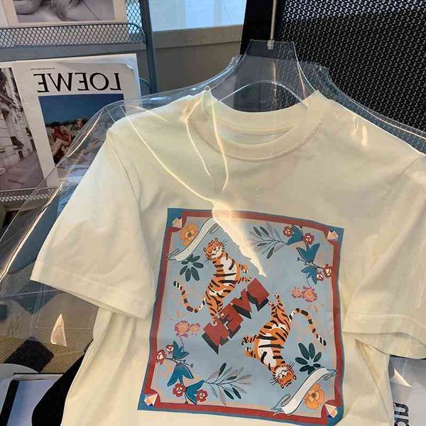 women's t-shirt tiger print white round neck short sleeve t-shirt women's 2022 spring design sense of minority versatile fashion s
women's t-shirt tiger print white round neck short sleeve t-shirt women's 2022 spring design sense of minority versatile fashion s