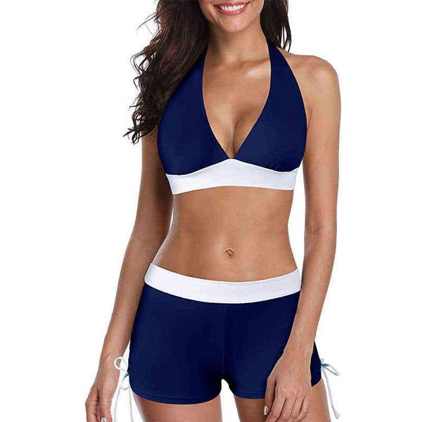 split 2022 swimsuit women's bikini solid color stitched back cross swimsuit, White;black
split 2022 swimsuit women's bikini solid color stitched back cross swimsuit, White;black