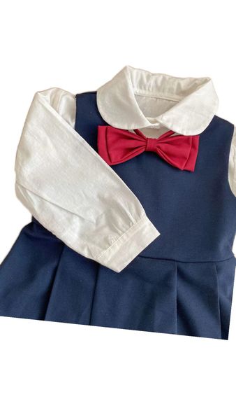 girl dress two piece set children jk uniform college style suit western style, Red;yellow
girl dress two piece set children jk uniform college style suit western style, Red;yellow