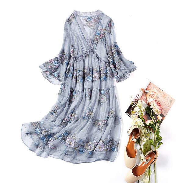 casual dresses nanyou spring women's mulberry silk medium length skirt ruffle heavy industry embroidery temperament dress dnsl, Black;gray
casual dresses nanyou spring women's mulberry silk medium length skirt ruffle heavy industry embroidery temperament dress dnsl, Black;gray