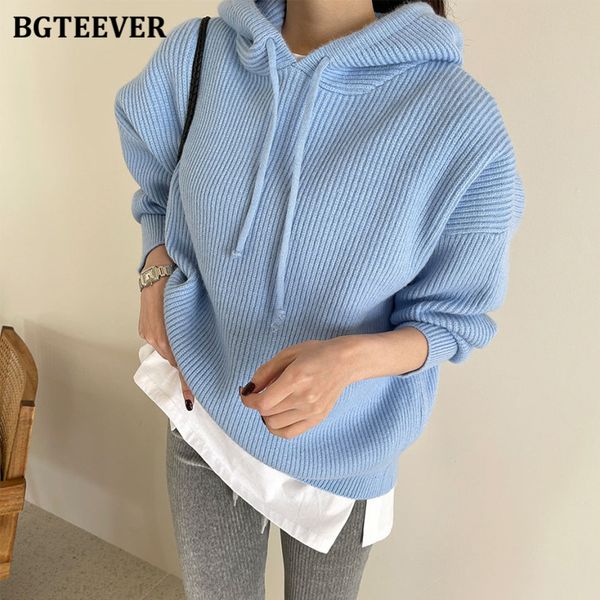 casual hooded ladies knitted pullovers 2021 autumn winter loose full sleeve female solid sweaters women jumpers, White;black
casual hooded ladies knitted pullovers 2021 autumn winter loose full sleeve female solid sweaters women jumpers, White;black