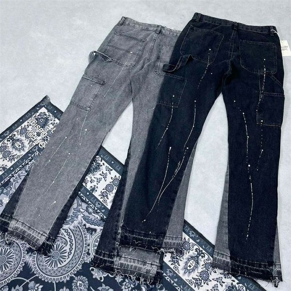 designer mens jeans gallerydept level version speckled high street jeans patchwork pants the same as ouyang nana, Blue
designer mens jeans gallerydept level version speckled high street jeans patchwork pants the same as ouyang nana, Blue