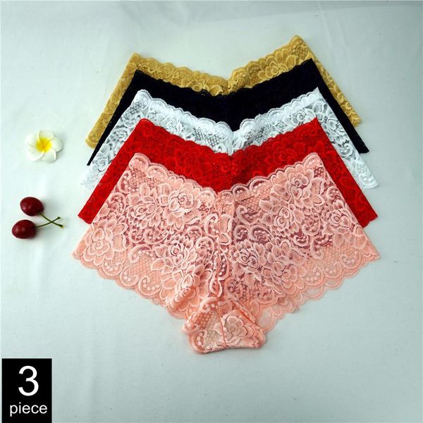 3 pcs lace boxer panties transparent underwear breathable mid-waist women hollow boyshort seamless, Black;pink
3 pcs lace boxer panties transparent underwear breathable mid-waist women hollow boyshort seamless, Black;pink