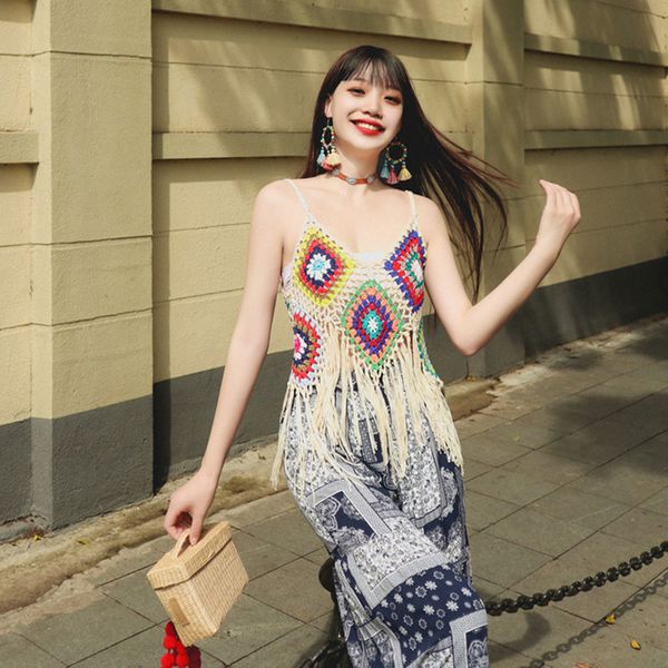 summer holiday bohemian crochet flower fringed vest with ins selling hand-woven vest national style bikini 220613, White
summer holiday bohemian crochet flower fringed vest with ins selling hand-woven vest national style bikini 220613, White