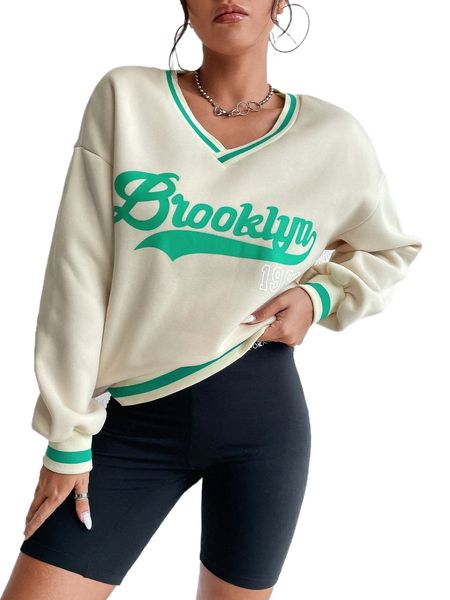 letter graphic drop shoulder thermal lined sweatshirt c4s4#, Black 
letter graphic drop shoulder thermal lined sweatshirt c4s4#, Black