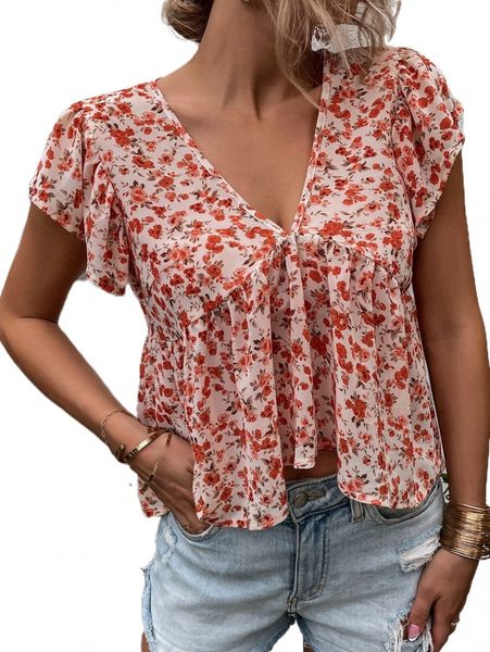 ditsy floral peplum blouse t9gi#, White
ditsy floral peplum blouse t9gi#, White