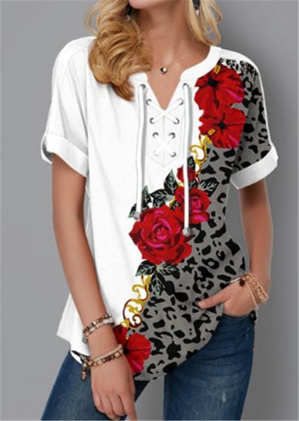 women's t-shirt 5xl plus size women clothing short sleeve t-shirts fashion flower print bandage v-neck summer tee loose casual lady 202, White
women's t-shirt 5xl plus size women clothing short sleeve t-shirts fashion flower print bandage v-neck summer tee loose casual lady 202, White