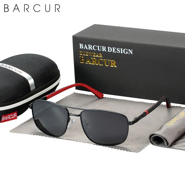 barcur square retro sunglasses stainless steel frame rubber temple polarized men sun glasses driving uv400 protection 220510, White;black