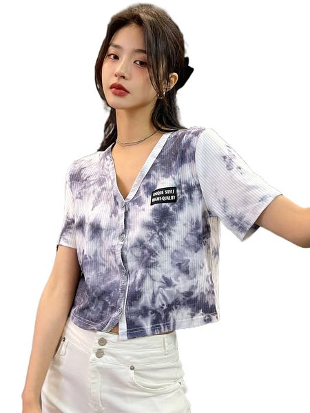 dazy tie dye letter patched tee d3lc#, White
dazy tie dye letter patched tee d3lc#, White