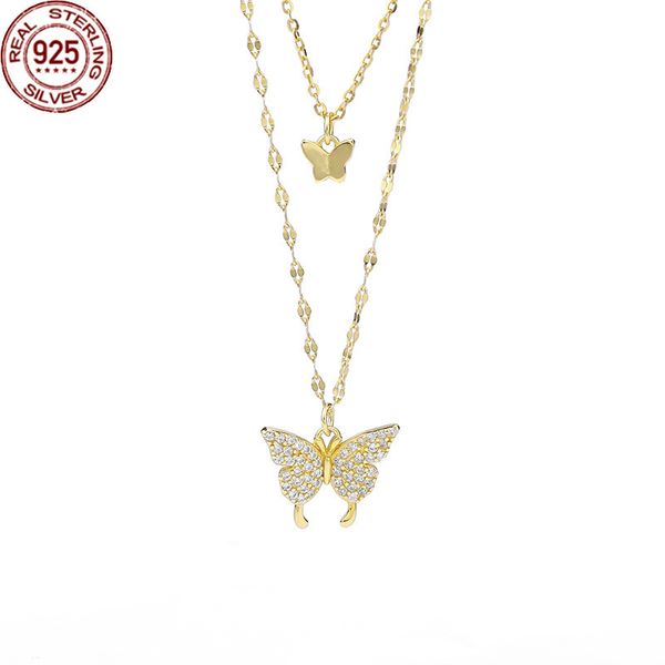 new superimposed butterfly necklace women's s 925 sterling silver niche double-layer clavicle chain micro inlaid fashion jewelry genera
new superimposed butterfly necklace women's s 925 sterling silver niche double-layer clavicle chain micro inlaid fashion jewelry genera