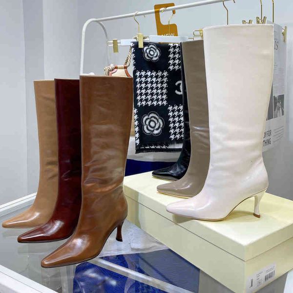 leather boots high women's heels pointed, Black
leather boots high women's heels pointed, Black