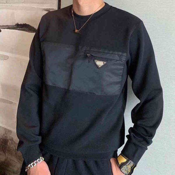 men's sweater autumn and winter new couples classic triangle composite pocket splicing round neck men's and women's pullover, Black
men's sweater autumn and winter new couples classic triangle composite pocket splicing round neck men's and women's pullover, Black