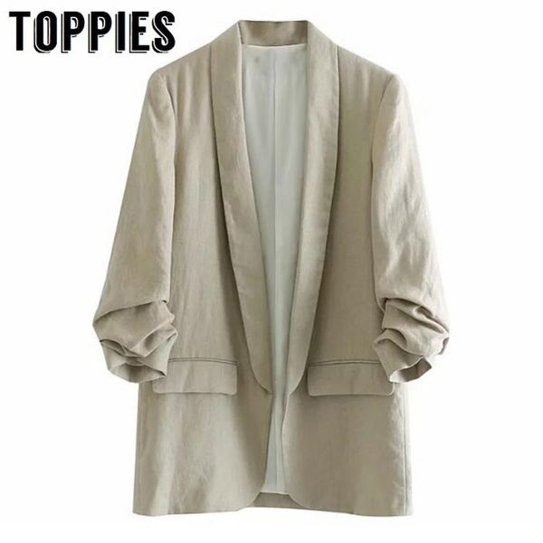leisure linen office lady small suit solid color loose cardigan coat thin jacket women y200101, Black;brown
leisure linen office lady small suit solid color loose cardigan coat thin jacket women y200101, Black;brown