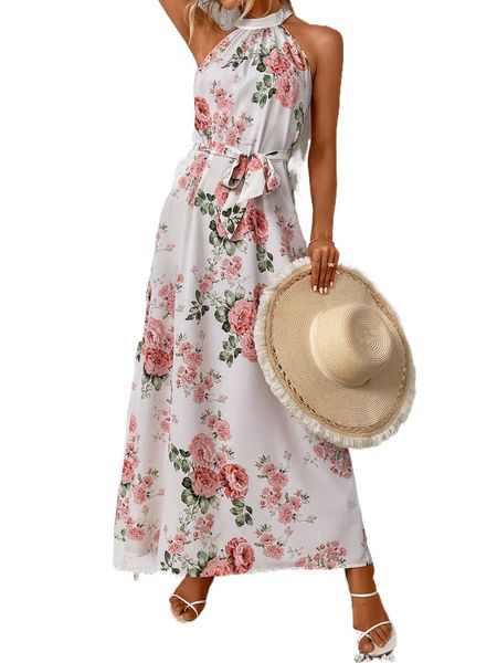 floral print belted halter dress p6wc#, Black;gray
floral print belted halter dress p6wc#, Black;gray