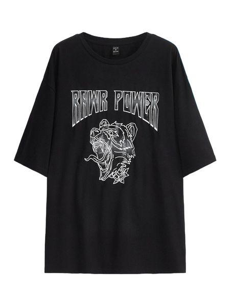 x gppdsgn men animal & letter graphic drop shoulder tee z9s8#, White;black
x gppdsgn men animal & letter graphic drop shoulder tee z9s8#, White;black