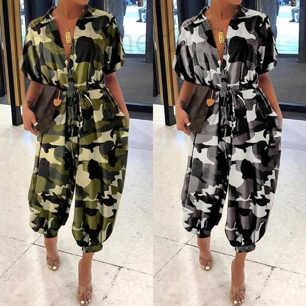 women's shorts designer summer new camouflage short sleeve lapel high waist casu, White;black
women's shorts designer summer new camouflage short sleeve lapel high waist casu, White;black