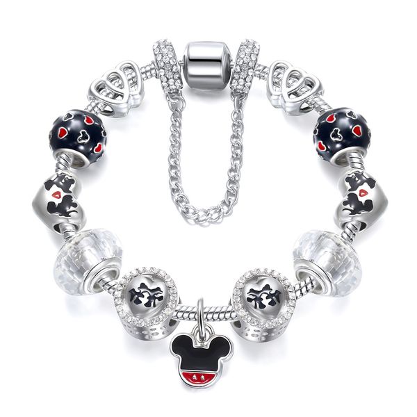 Luxury Beaded Strands Womens Jewelry Drops Crystal Big Hole Bead Bracelet Cross-border Pandora Love Bracelet with little mouse
Luxury Beaded Strands Womens Jewelry Drops Crystal Big Hole Bead Bracelet Cross-border Pandora Love Bracelet with little mouse