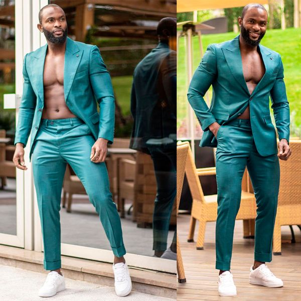 green wedding tuxedos two button groom dinner formal evening suits birthday party wear blazer 2 pieces, Black;gray