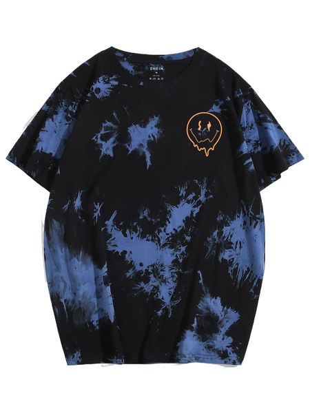 men tie dye & cartoon graphic tee 538q#, White;black