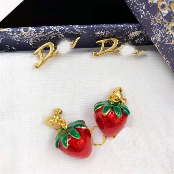 ornament charm earring letter strawberry drop glue brass earrings du 18k925 silver needle earrings female, Golden
ornament charm earring letter strawberry drop glue brass earrings du 18k925 silver needle earrings female, Golden