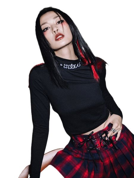 romwe punk rock letter embroidery crop tee 86at#, White