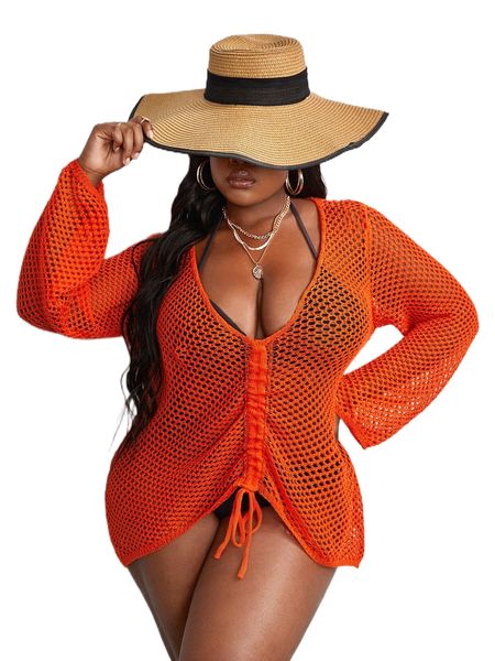 plus drawstring cover up without bikini k7na#, Black
plus drawstring cover up without bikini k7na#, Black