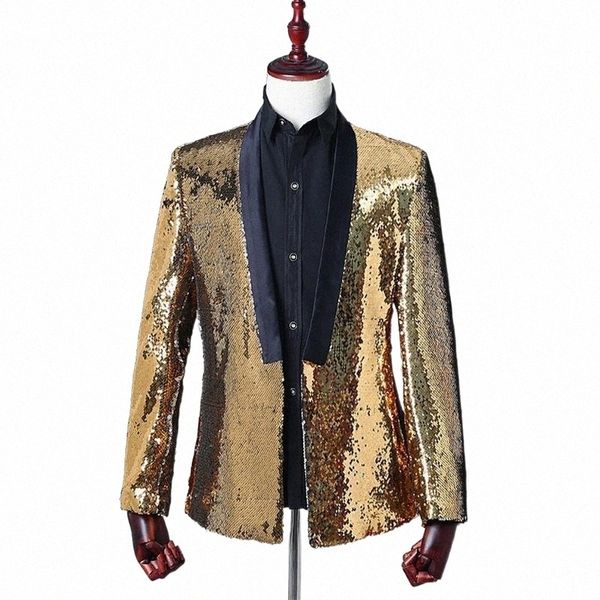men's suits & blazers stylish mixed two-color lapel sequins without buckle slim casual prom singer costumes o0x0#, White;black
men's suits & blazers stylish mixed two-color lapel sequins without buckle slim casual prom singer costumes o0x0#, White;black