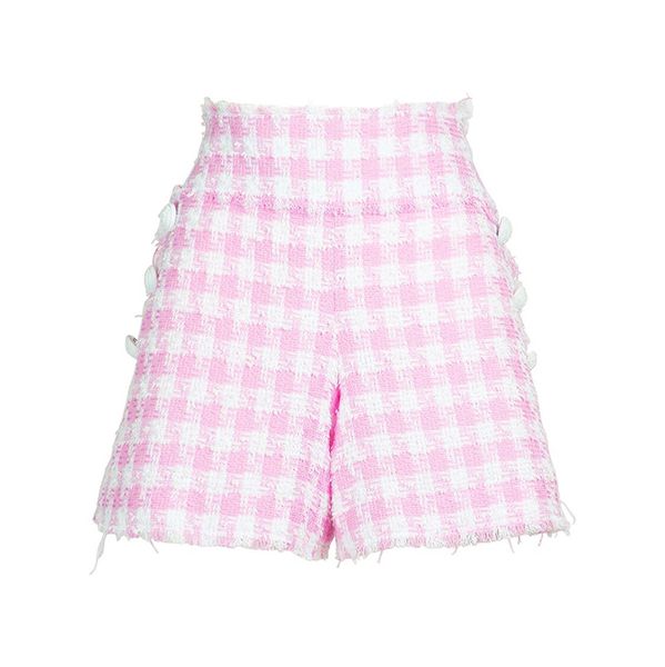 high street est fall winter designer fashion women's lion buttons tassel fringed houndstooth tweed shorts 220317, White;black
high street est fall winter designer fashion women's lion buttons tassel fringed houndstooth tweed shorts 220317, White;black