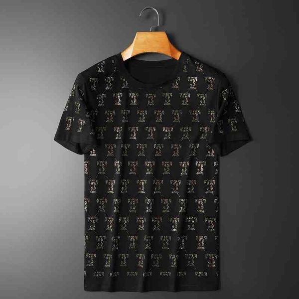 2022 summer new men's fashion brand printed t-shirt large cotton short sleeve men, White;black
2022 summer new men's fashion brand printed t-shirt large cotton short sleeve men, White;black