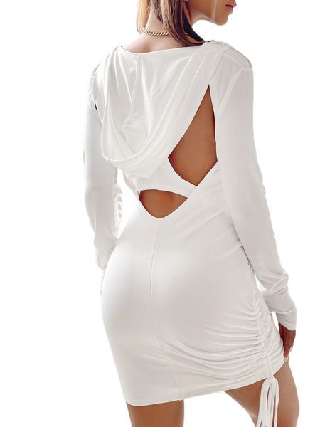 cut out drawstring side bodycon dress o7vw#, Black;gray