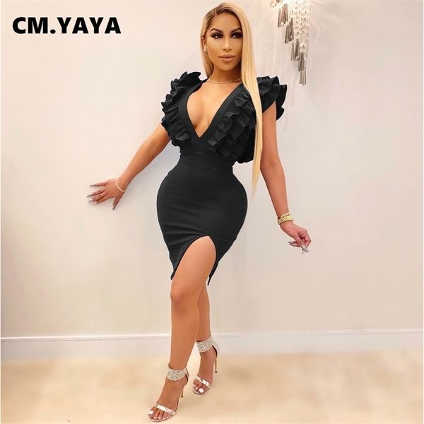 cm.yaya women ruffles edible tree fungus deep v-neck high side split bodycon midi mini dress night party pencil dresses 220516, Black;gray
cm.yaya women ruffles edible tree fungus deep v-neck high side split bodycon midi mini dress night party pencil dresses 220516, Black;gray