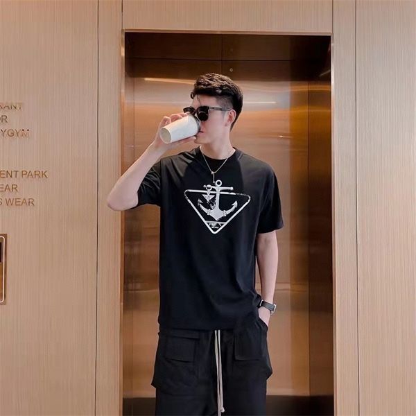 2022 spring and summer new couple ship anchor printed round neck short sleeve t-shirt men's and women's top, White;black
2022 spring and summer new couple ship anchor printed round neck short sleeve t-shirt men's and women's top, White;black