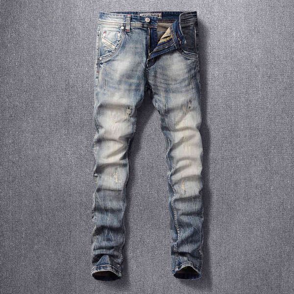 men's jeans distressed washed jeans for young men personality trend hole elastic slim straight leg pants b7v9, Blue
men's jeans distressed washed jeans for young men personality trend hole elastic slim straight leg pants b7v9, Blue