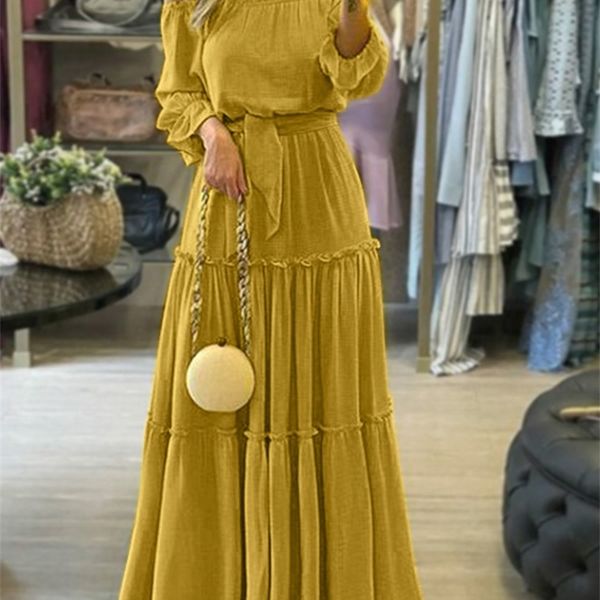 zanzea fashion off shoulder vestidos female lace up belted dresses beach holiday ruffle robe womens bohemian long maxi dress 220521, Black;gray
zanzea fashion off shoulder vestidos female lace up belted dresses beach holiday ruffle robe womens bohemian long maxi dress 220521, Black;gray