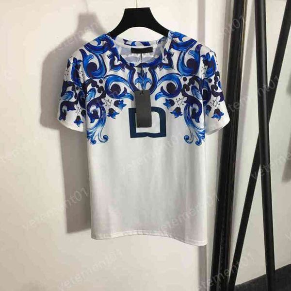 designer womens t-shirts fashion brand blue and white print short-sleeved t-shirt luxury summer tees 0912
designer womens t-shirts fashion brand blue and white print short-sleeved t-shirt luxury summer tees 0912