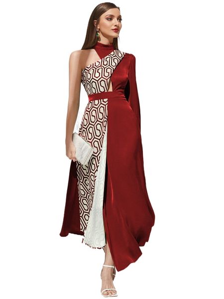 geo print one shoulder asymmetrical split hem satin a-line dress b4qa#, Black;gray
geo print one shoulder asymmetrical split hem satin a-line dress b4qa#, Black;gray