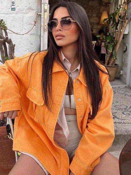 2022 new women autumn fashion orange shirt jacket vintage long sleeve single breasted flap pockets female chic outerwear l220714, Black;brown
2022 new women autumn fashion orange shirt jacket vintage long sleeve single breasted flap pockets female chic outerwear l220714, Black;brown