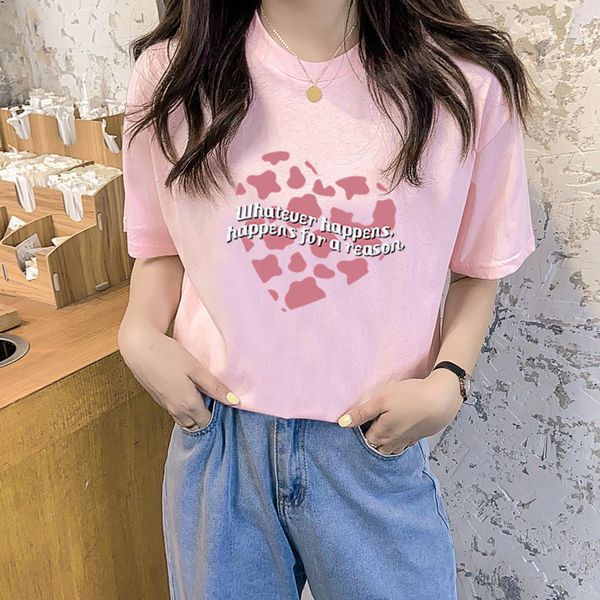 2022 summer new womens t-shirt fashion love print cotton casual short-sleeved loose sweet pullover round neck simple black pink whitezfw6, White
2022 summer new womens t-shirt fashion love print cotton casual short-sleeved loose sweet pullover round neck simple black pink whitezfw6, White