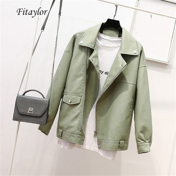fitaylor autumn faux soft leather pu jacket women loose punk coat female turndown collar moto biker rivet zipper street overcoat 210923, Black
fitaylor autumn faux soft leather pu jacket women loose punk coat female turndown collar moto biker rivet zipper street overcoat 210923, Black